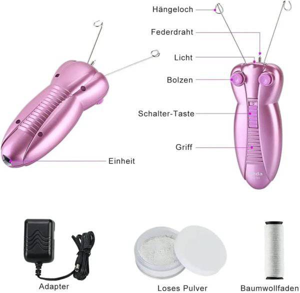 Ladies Facial Epilator Electric Ladies Beauty Epilator Facial Threading Epilator Facial Massager Pink - Goldiesbliss