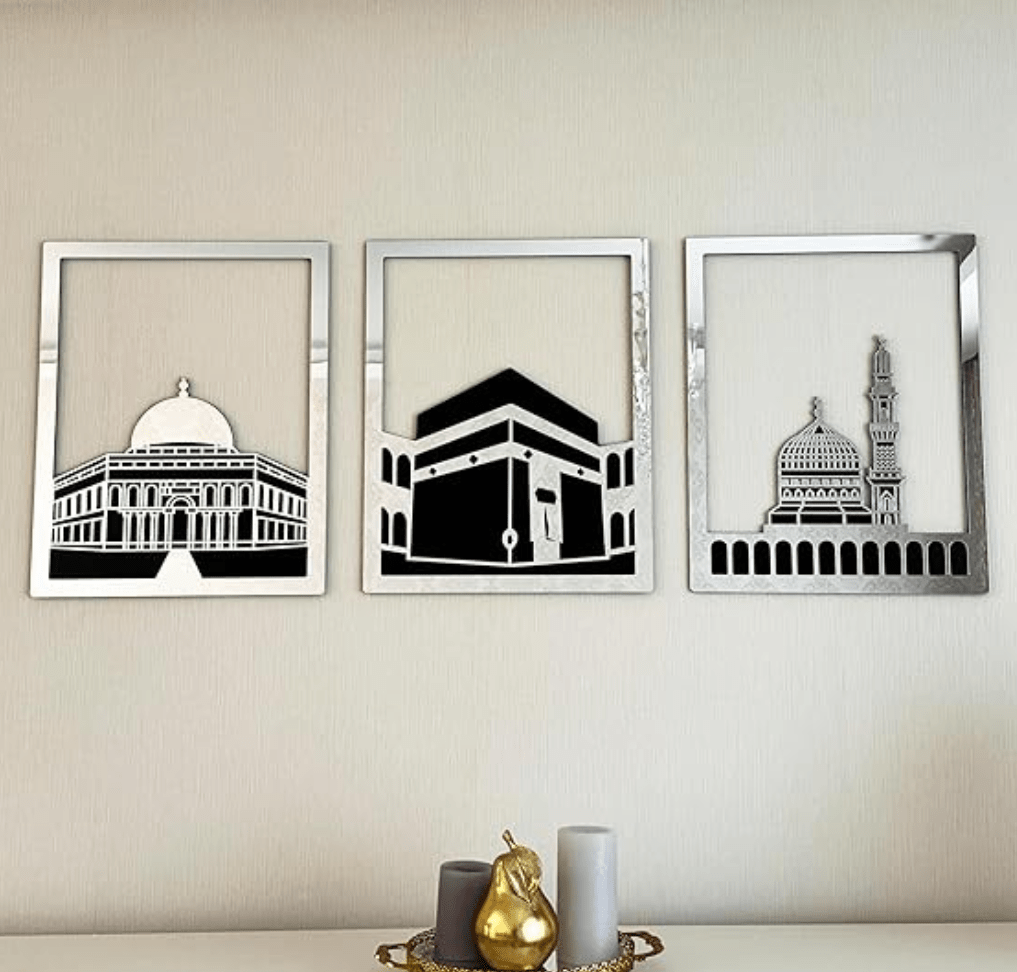 Wooden Acrylic Kaaba Wall Decor - Goldiesbliss