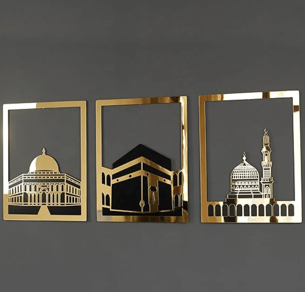 Wooden Acrylic Kaaba Wall Decor - Goldiesbliss